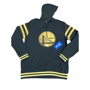 Golden State Warriors Hoodie Men's Medium Black Gold NBA Fan Gear New Minor Flaw